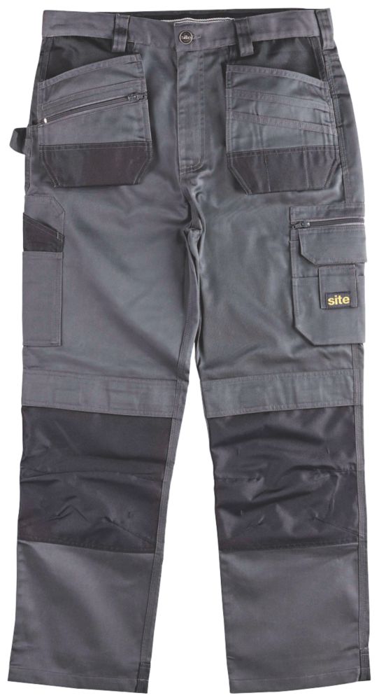 Image of Site Jackal Work Trousers Grey / Black 36" W 32" L 