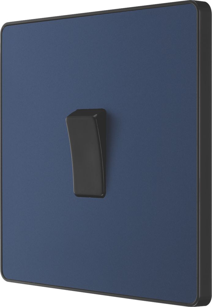 Image of British General Evolve 20A 16AX 1-Gang Intermediate Light Switch Blue with Black Inserts 