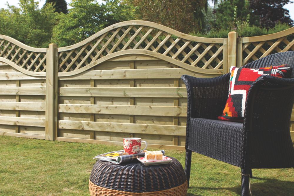 Image of Forest Prague Lattice Curved Top Fence Panels Natural Timber 6' x 5' Pack of 8 