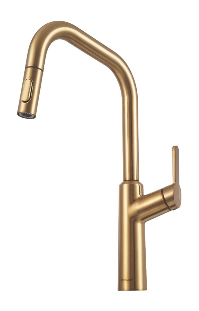 Image of Clearwater Santor SAN20CP Single Lever Tap with Twin Spray Pull-Out Brushed Brass PVD 