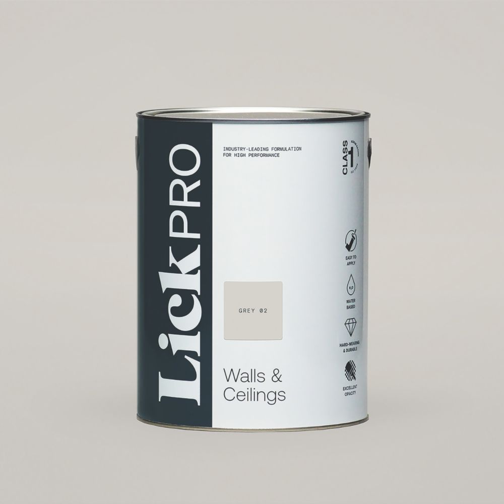 Image of LickPro Eggshell Grey 02 Emulsion Paint 5Ltr 