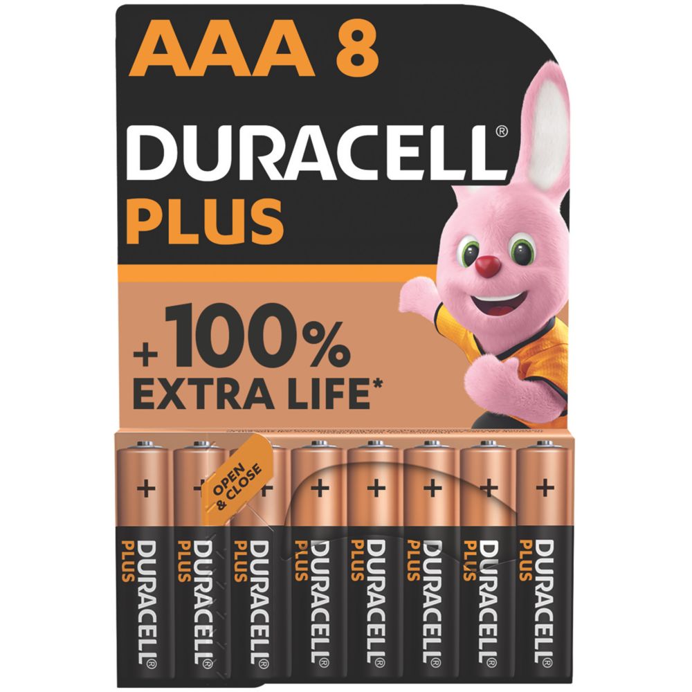 Image of Duracell Plus AAA Alkaline Batteries 8 Pack 