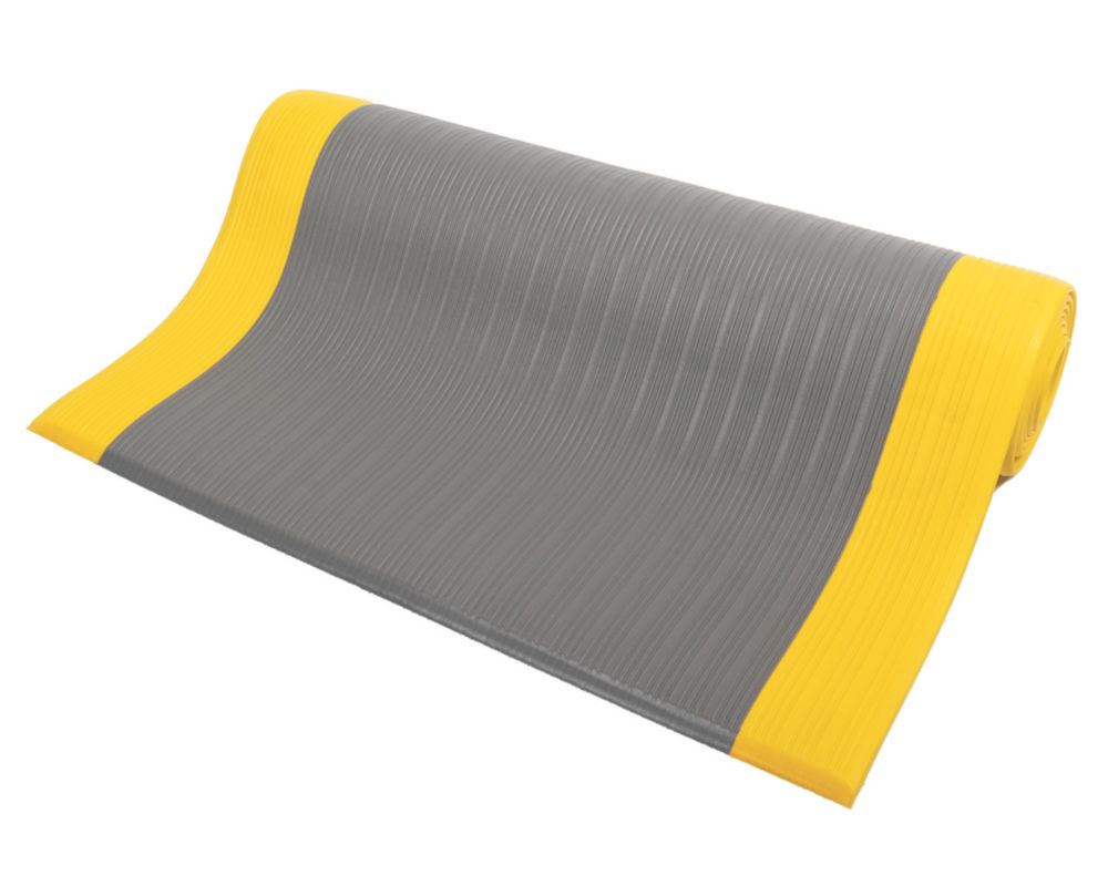 Image of COBA Europe Orthomat Anti-Fatigue Floor Mat Grey / Yellow 18.3m x 0.9m x 9mm 