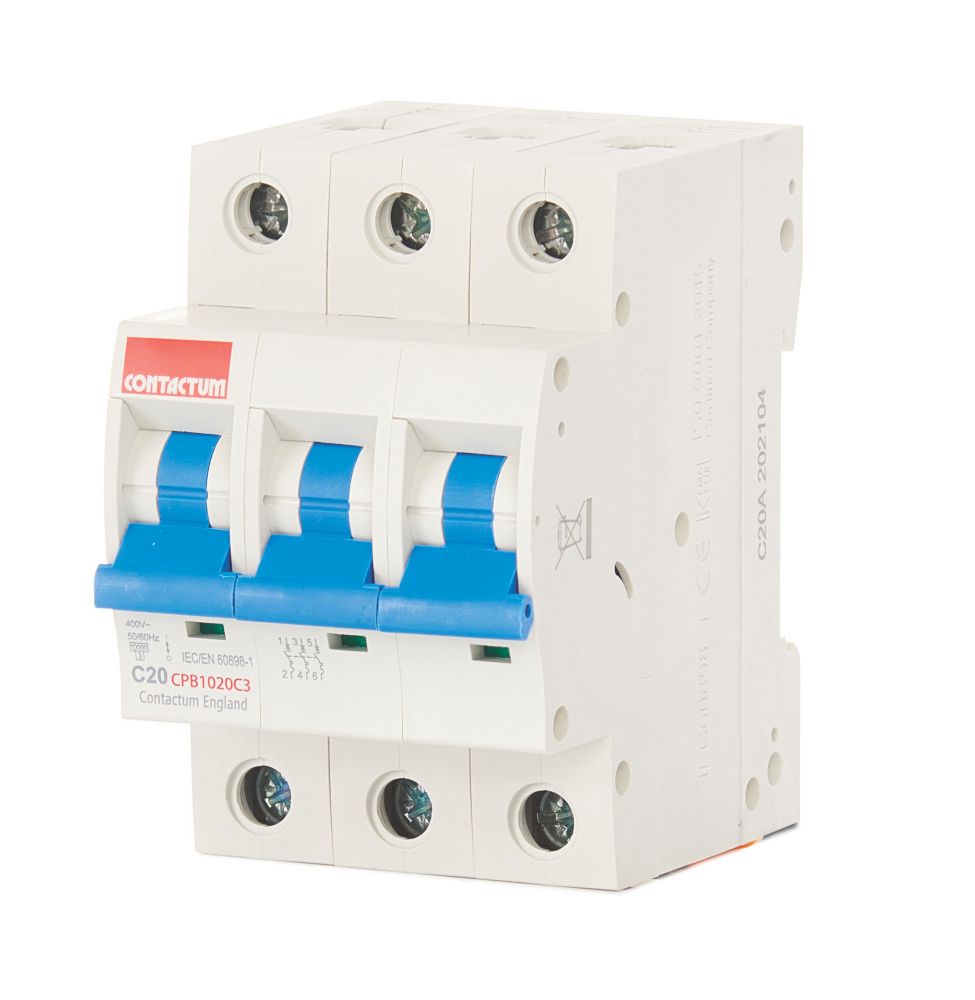 Image of Contactum Defender 20A TP Type C 3-Phase MCB 