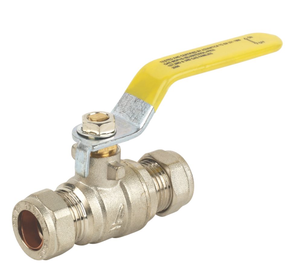 Image of Full Bore Lever Ball Valve Yellow 15mm 