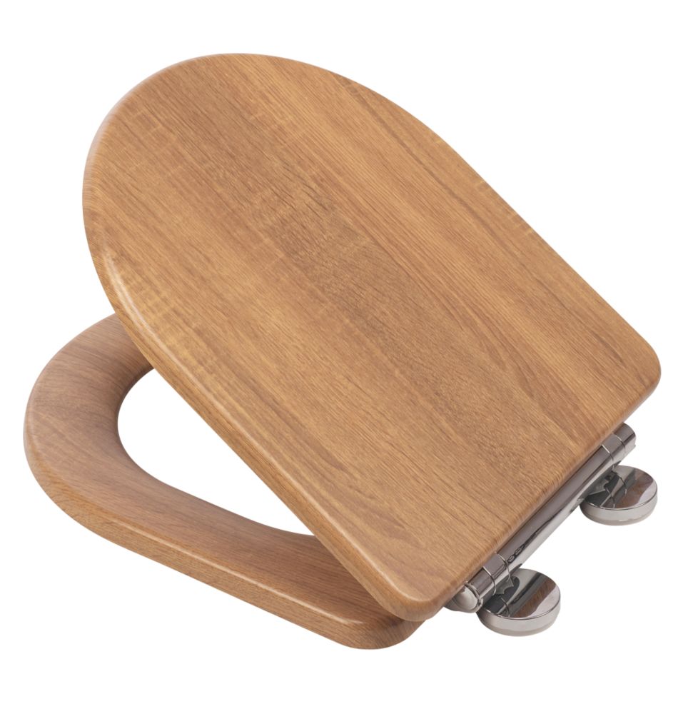 Image of Croydex Levico Soft-Close with Quick-Release Toilet Seat Moulded Wood Natural Finish 