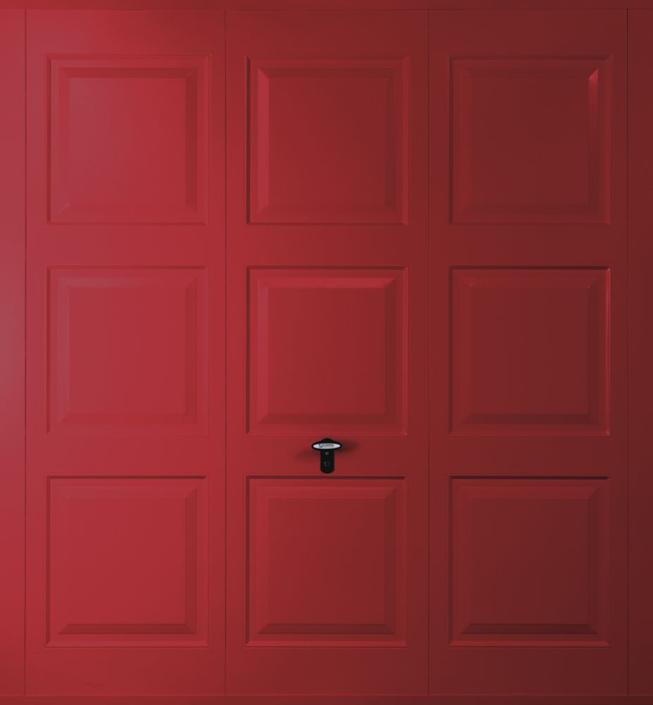 Image of Gliderol Georgian 8' x 7' Non-Insulated Frameless Steel Up & Over Garage Door Ruby Red 