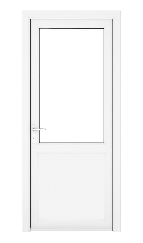 Image of Crystal 1-Panel 1-Clear Light Right-Hand Opening White uPVC Back Door 2090mm x 920mm 