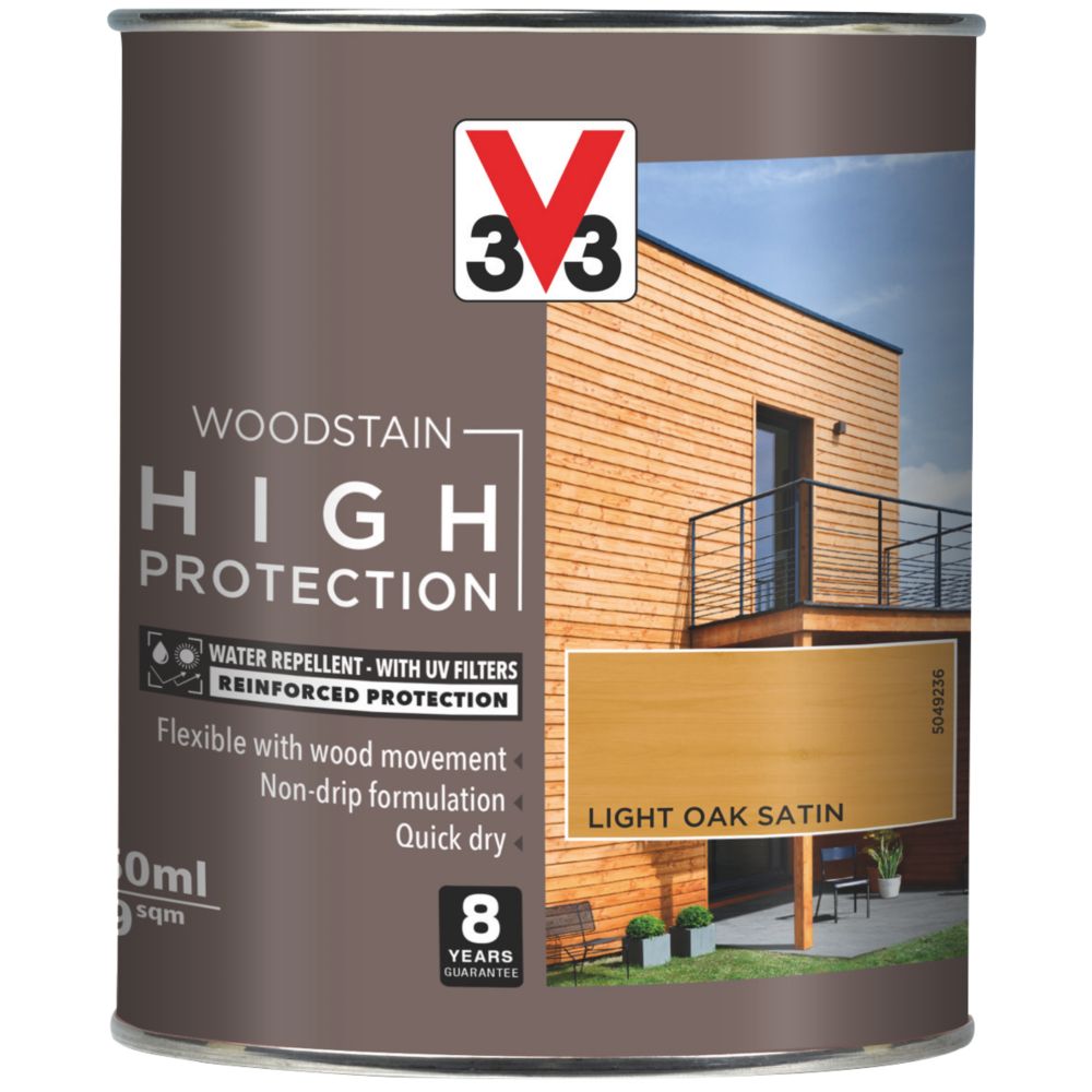 Image of V33 High-Protection Exterior Woodstain Satin Light Oak 750ml 