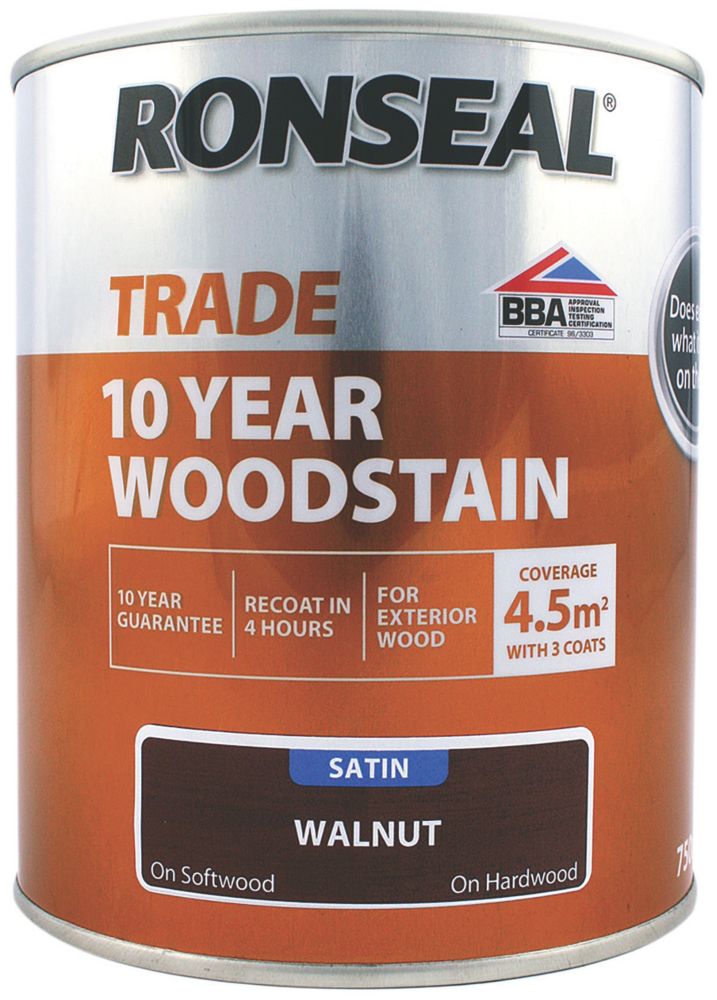 Image of Ronseal Trade 10 Year Woodstain Satin Walnut 750ml 