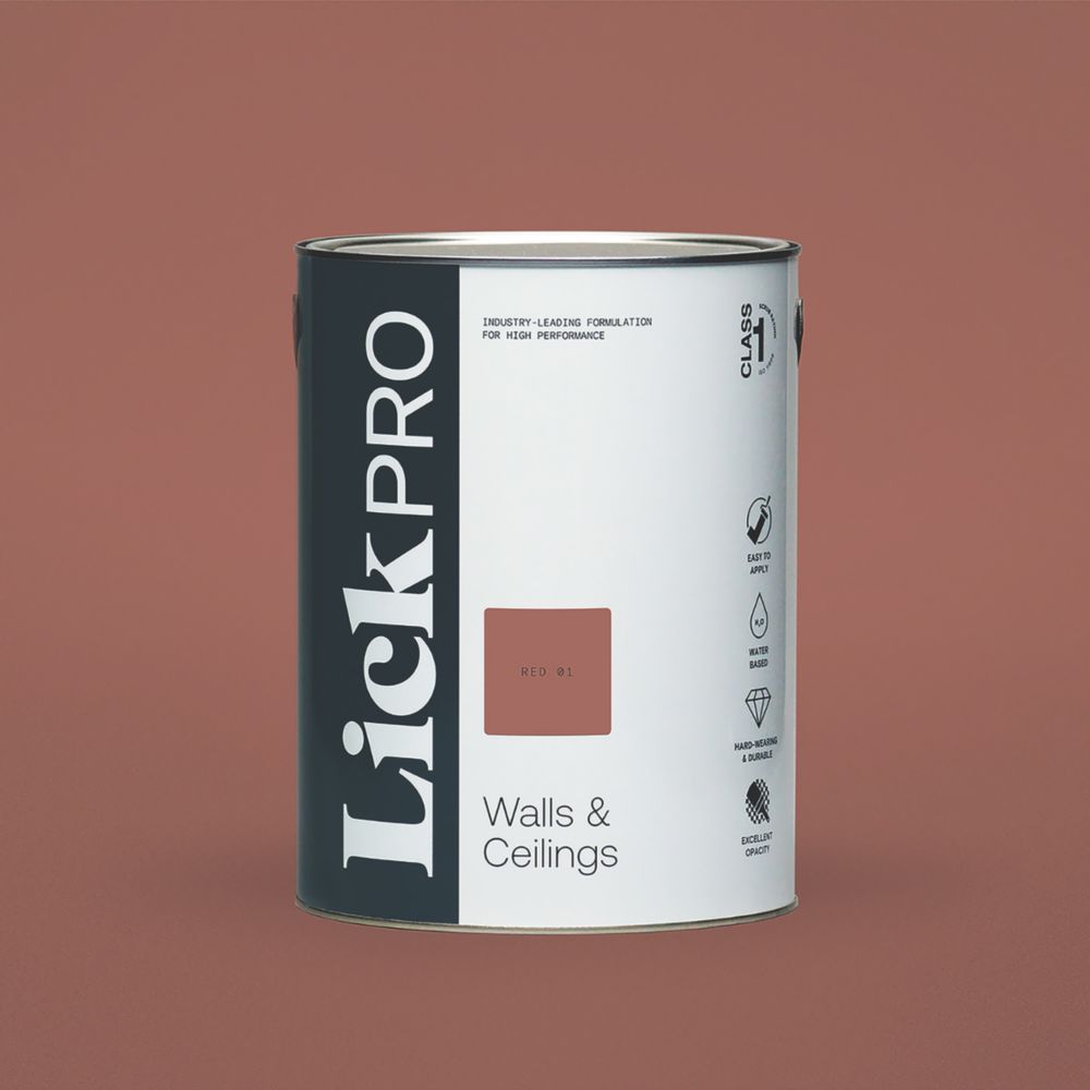 Image of LickPro Eggshell Red 01 Emulsion Paint 5Ltr 