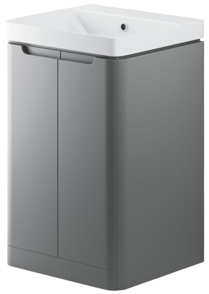 Image of Floorstanding Vanity Unit & Basin Matt Grey 500mm x 460mm x 840mm 
