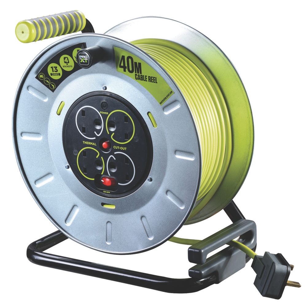 Image of PRO XT OTLU40134SL-XD 13A 4-Gang 40m Cable Reel 240V 