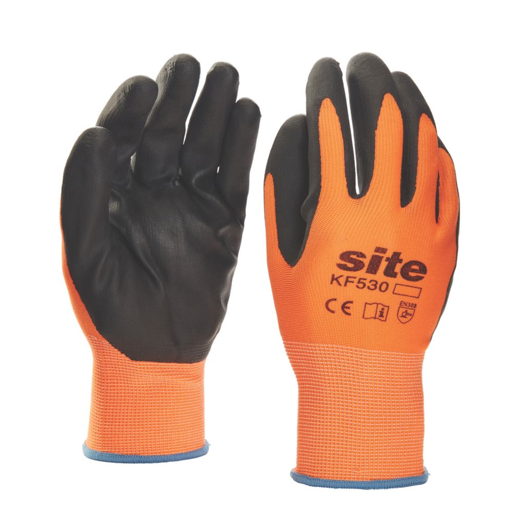 Image of Site 530 Touchscreen Nitrile Foam Gloves Orange / Black Large 