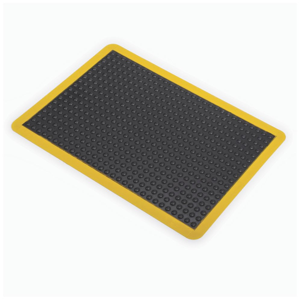 Image of COBA Europe Bubblemat Anti-Fatigue Floor Mat Black / Yellow 0.9m x 0.6m x 14mm 