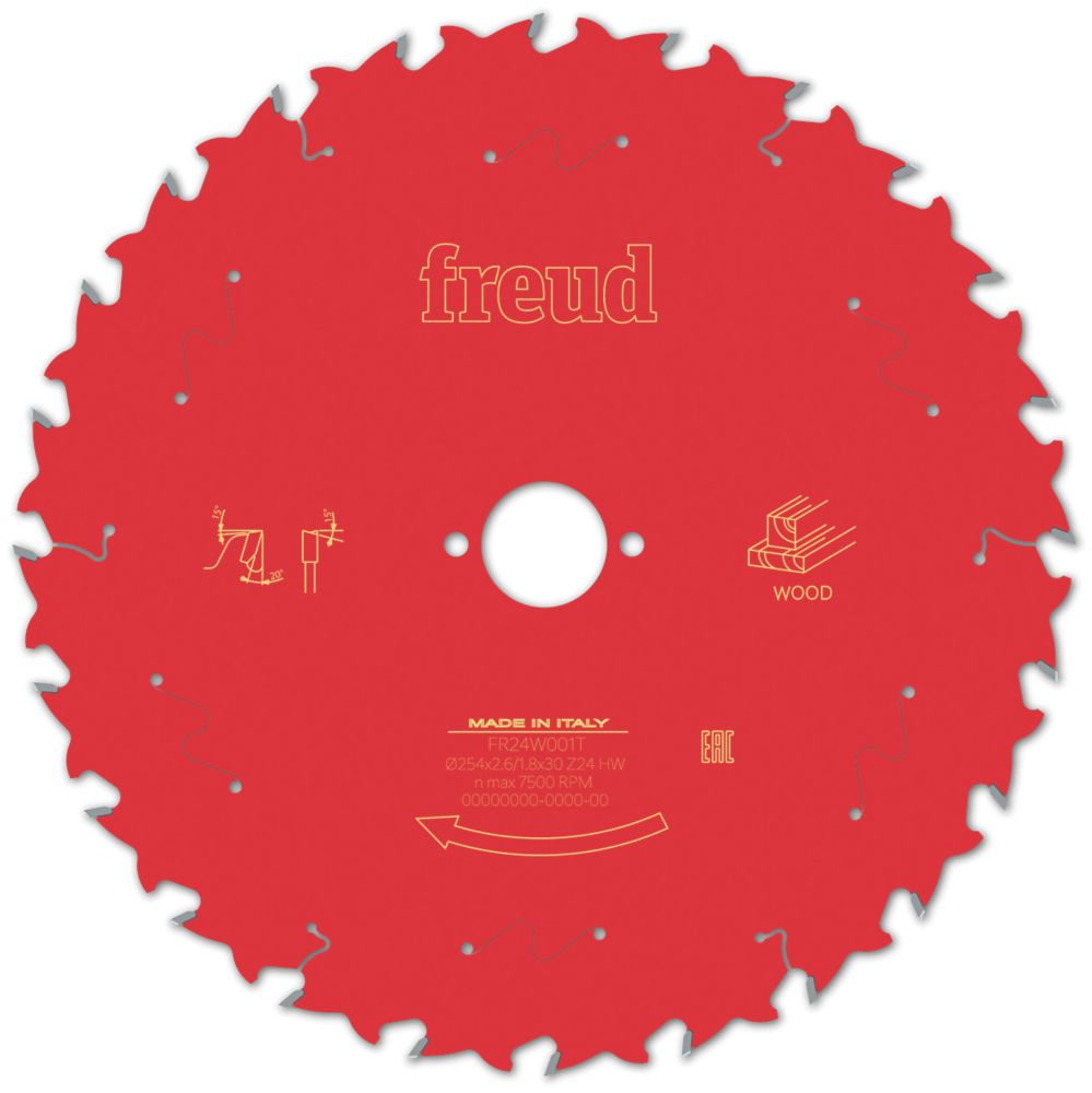 Image of Freud F03FS09778 Wood Circular Saw Blade 254mm x 30mm 24T 