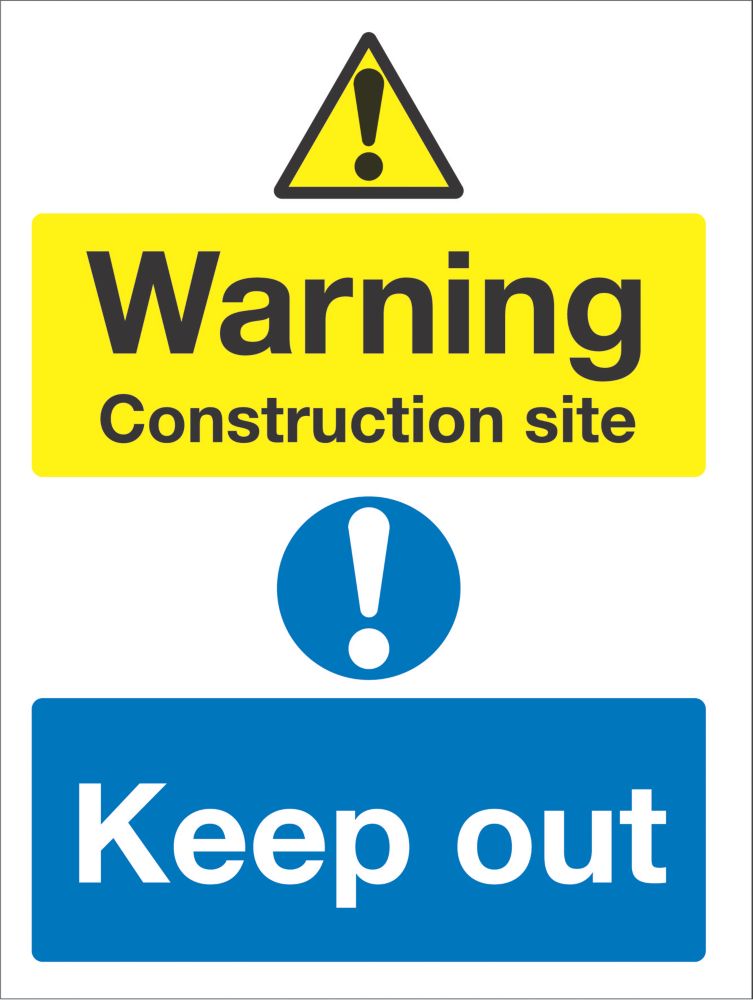 Image of "Warning Construction Site Keep Out" Sign 400mm x 300mm 