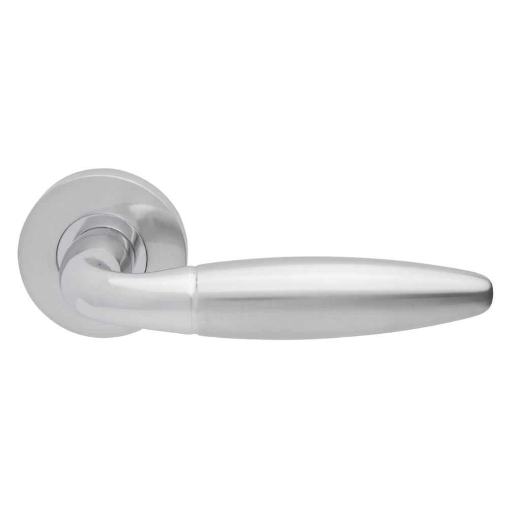 Image of Jigtech Parma Lever on Rose Door Handles Pair Polished / Satin Chrome 