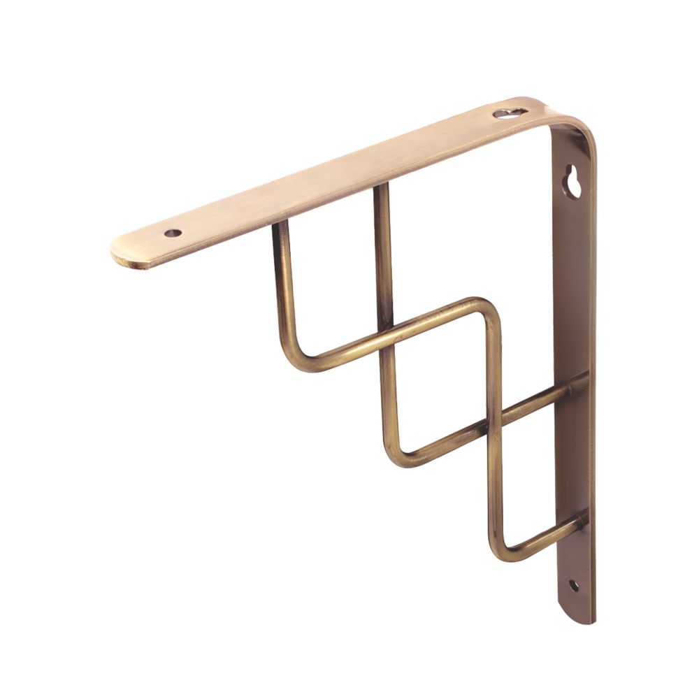 Image of Step Shelf Brackets Brushed Brass 230mm x 180mm 4 Pack 