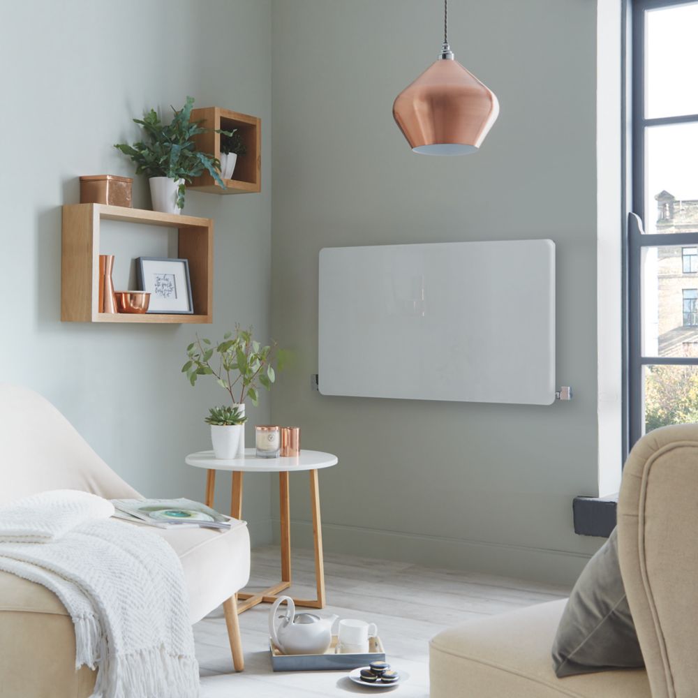 Image of Towelrads Vetro Glass Designer Radiator 600mm x 1000mm White 2661BTU 