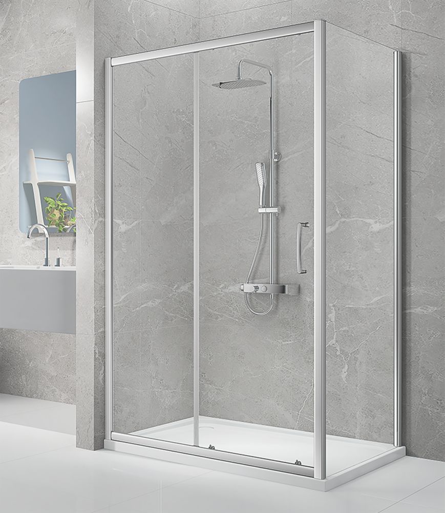 Image of Triton Neo Eight Framed Rectangular Sliding Door Shower Enclosure Reversible Chrome 1100mm x 760mm x 1900mm 