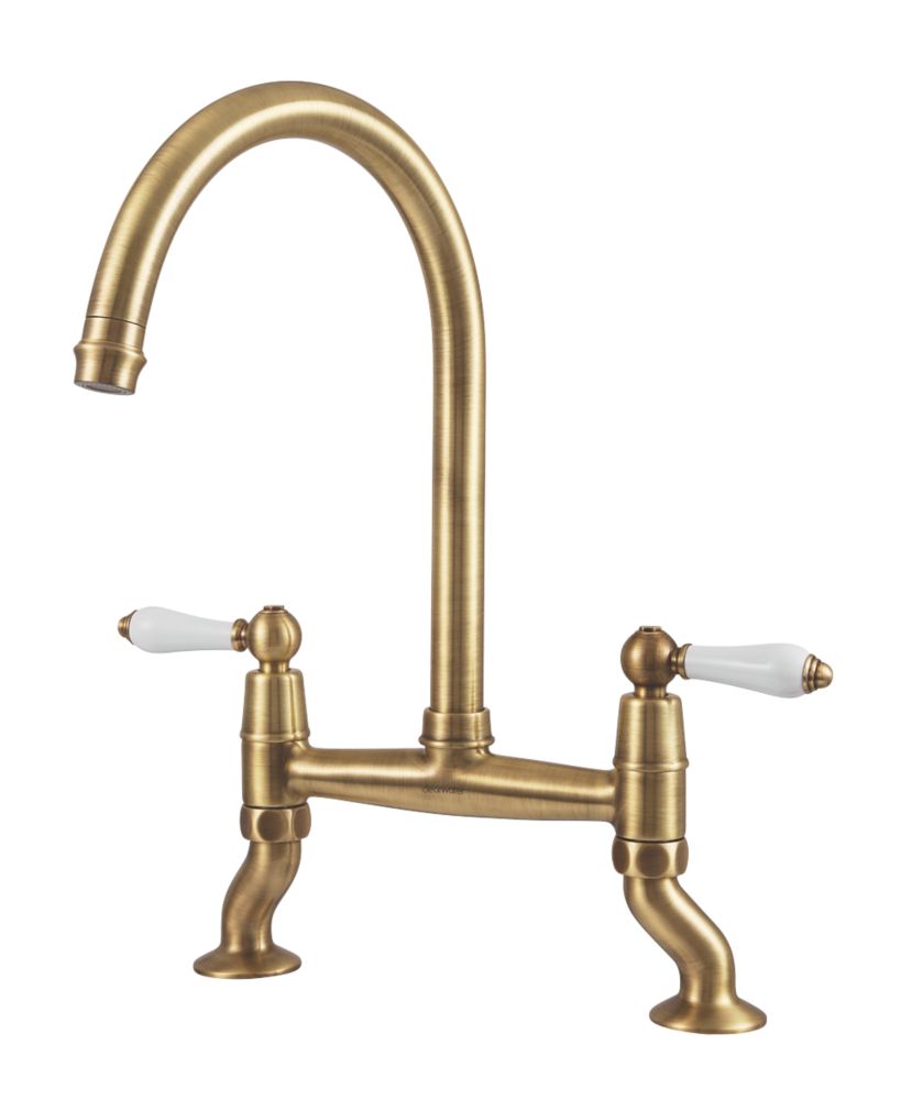 Image of Clearwater Elegance Dual-Lever Mixer Tap Brushed Brass PVD 