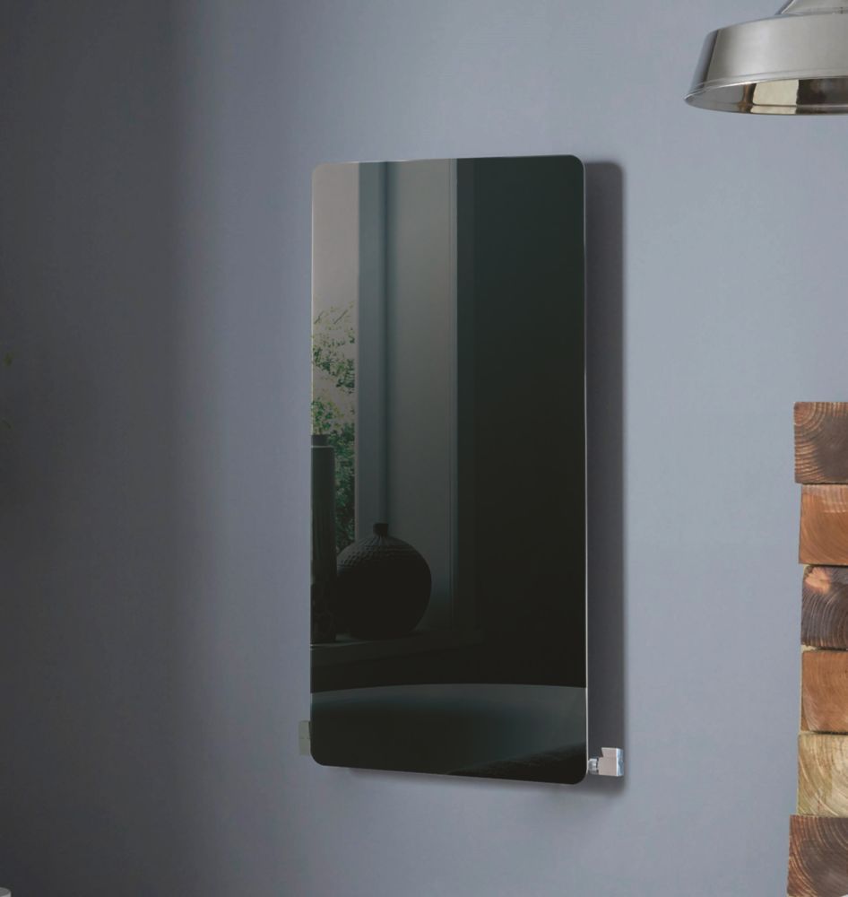 Image of Towelrads Vetro Glass Designer Radiator 1000mm x 500mm Black 1621BTU 