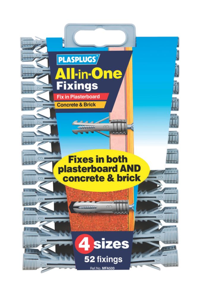 Image of Plasplugs All-in-One Wall Plugs 52 Pcs 