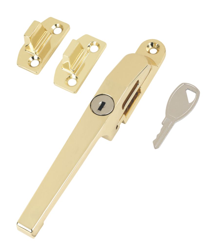 Image of Smith & Locke LH/RH Modern Locking Casement Fastener Polished Brass 