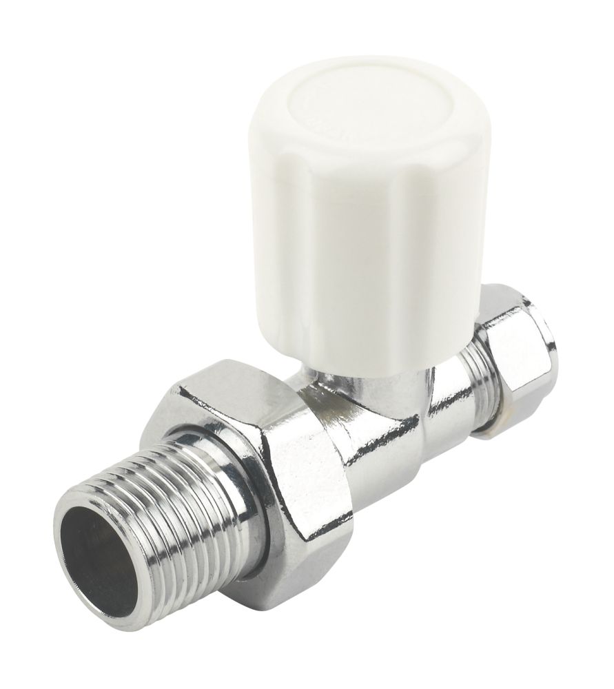 Image of White Straight Manual Radiator Valve 10mm x 1/2" 