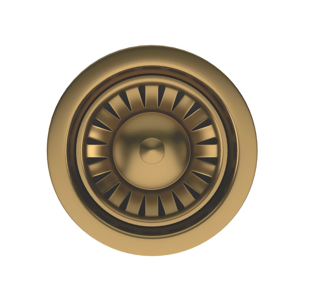 Image of ETAL Sink Strainer Waste with Overflow & Cover Plate Gold 90mm 