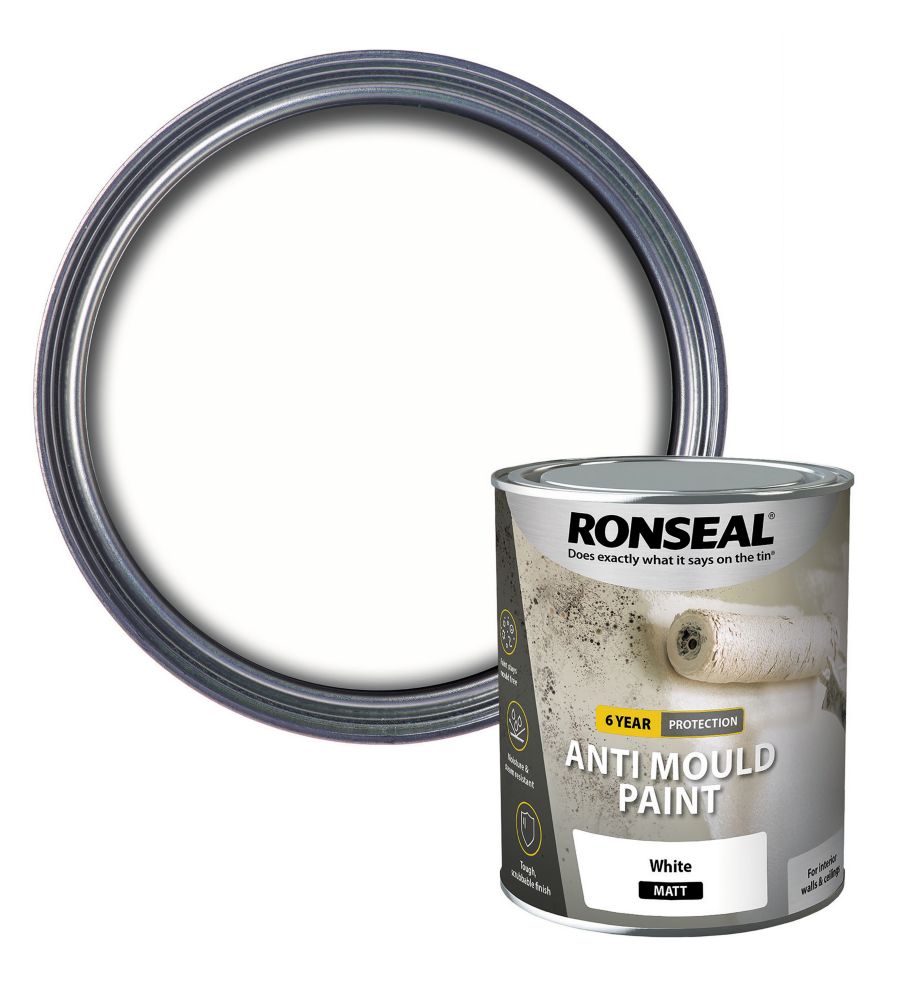Image of Ronseal Anti Mould Paint Matt White 2.5Ltr 