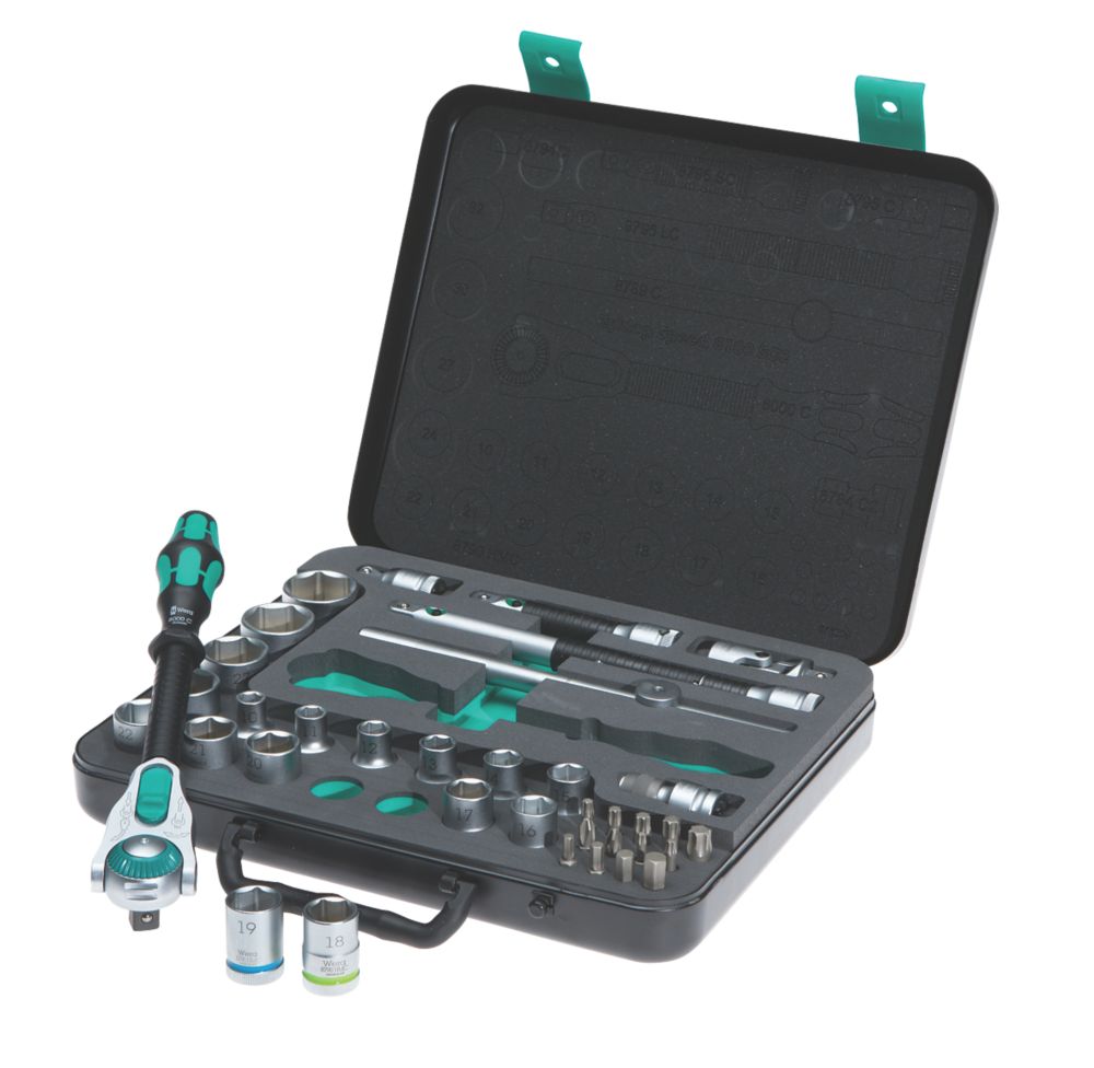 Image of Wera Zyklop 1/2" Drive 5-in-1 Ratchet, Socket & Bit Set 37 Pieces 