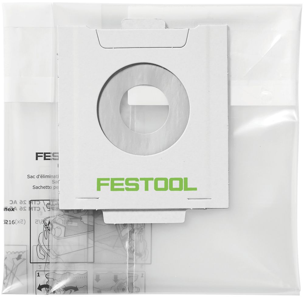 Image of Festool ENS-CT 36 AC/5 M-Class Disposable Dust Extractor Waste Bags 34Ltr 5 Pack 