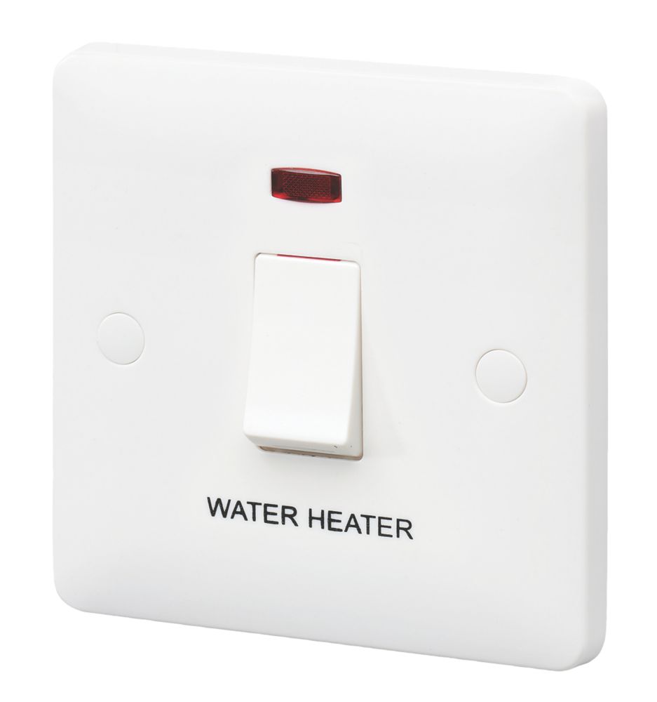 Image of MK Base 20AX 1-Gang DP Water Heater Switch White with Neon with White Inserts 