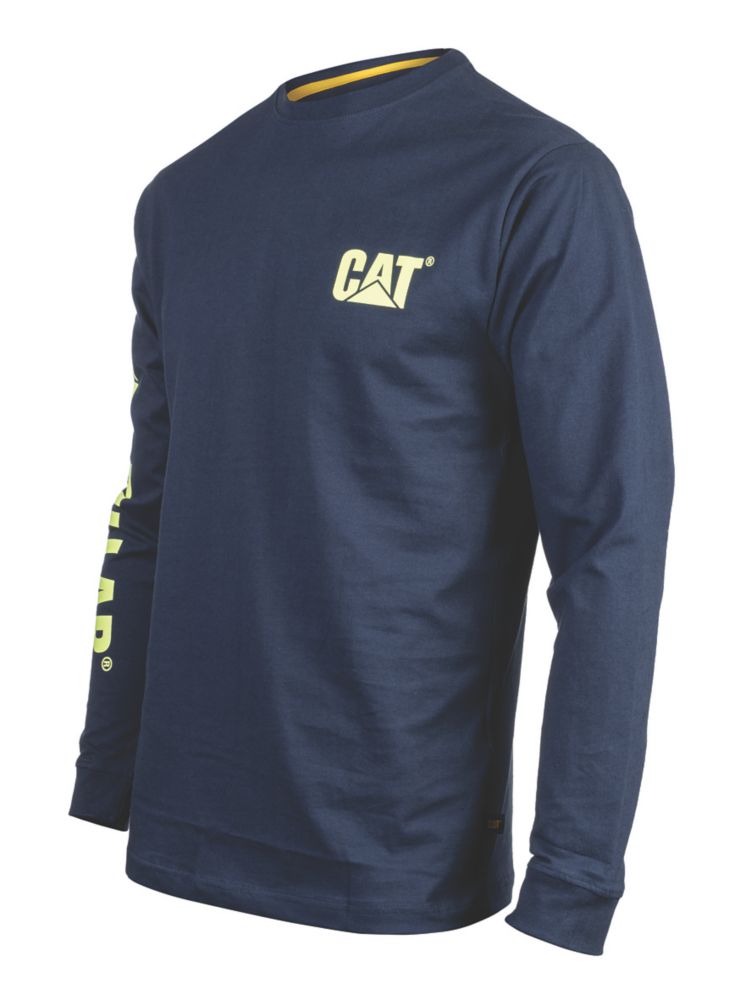 Image of CAT Trademark Banner Long Sleeve T-Shirt Blue/Yellow XXX Large 54-56" Chest 