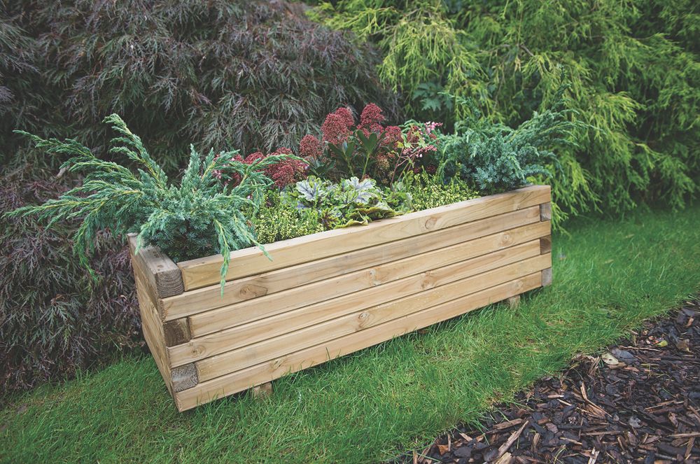 Image of Forest Agen Rectangular Planter Natural Wood 320mm x 400mm x 1000mm 