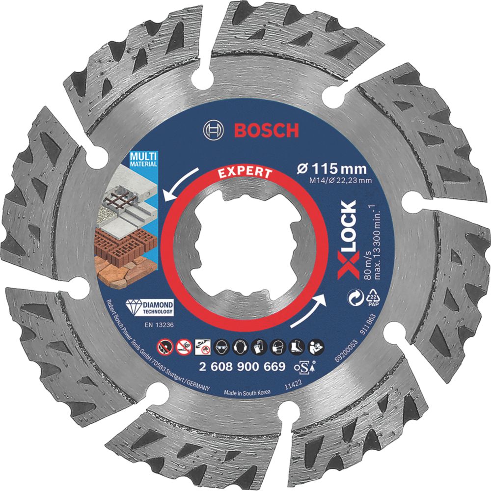 Image of Bosch Expert X-Lock Masonry Diamond Cutting Disc 115mm 