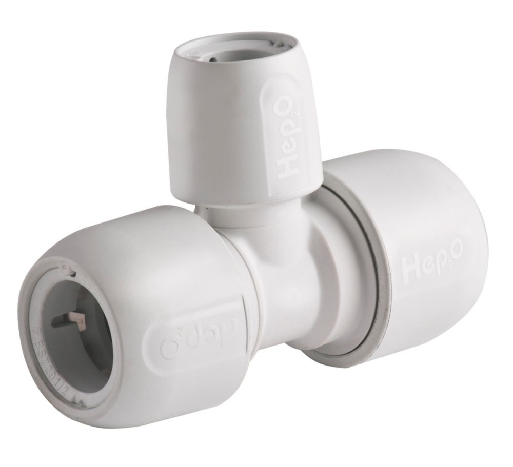 Image of Hep2O Plastic Push-Fit Reducing Tees 22mm x 22mm x 15mm 5 Pack 