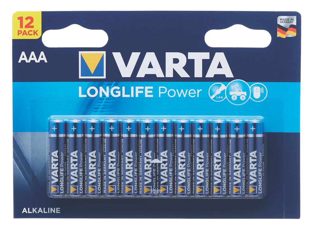 Image of Varta Longlife Power AAA Batteries 12 Pack 