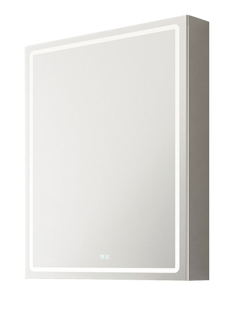 Image of Light Tech Mirrors Adelaide 1-Door Mirror Cabinet With 1400lm LED Light Chrome Gloss 500mm x 130mm x 700mm 