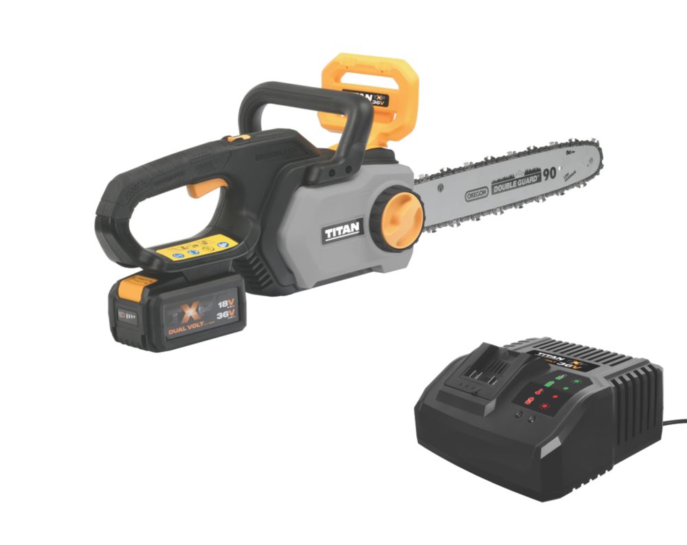 Image of Titan TTT933CHN 36V 1 x 4.0Ah Li-Ion TXP Brushless Cordless 35cm Chainsaw 