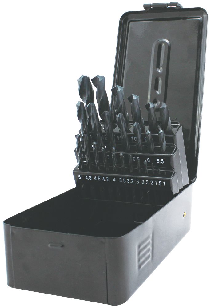 Image of Straight Shank HSS Drill Bit Set 25 Pieces 