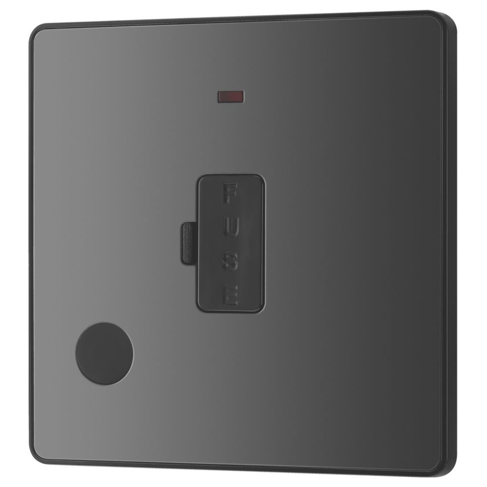 Image of British General Evolve 13A Unswitched Fused Spur with LED Black with Black Inserts 