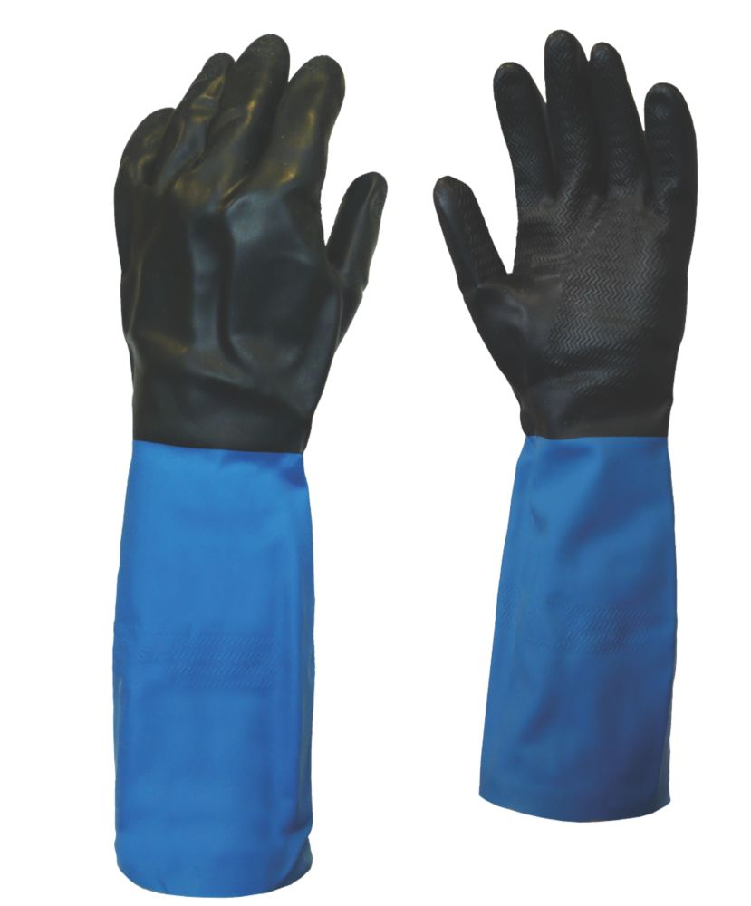 Image of Showa Best Chem Master Gauntlets Blue/Black Large 