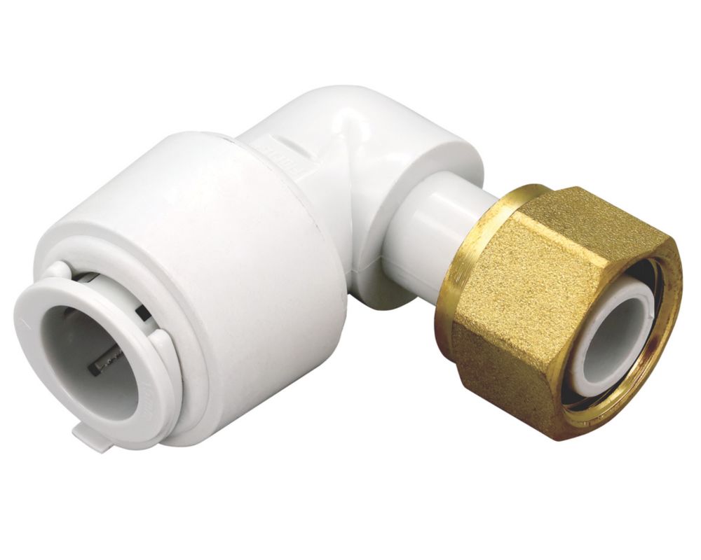 Image of FloPlast FloFit+ Plastic Push-Fit Angled Tap Connector 15mm x 1/2" 