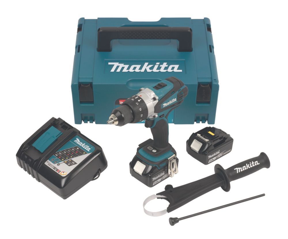Image of Makita DHP458RTJ 18V 2 x 5.0Ah Li-Ion LXT Cordless Combi Drill 