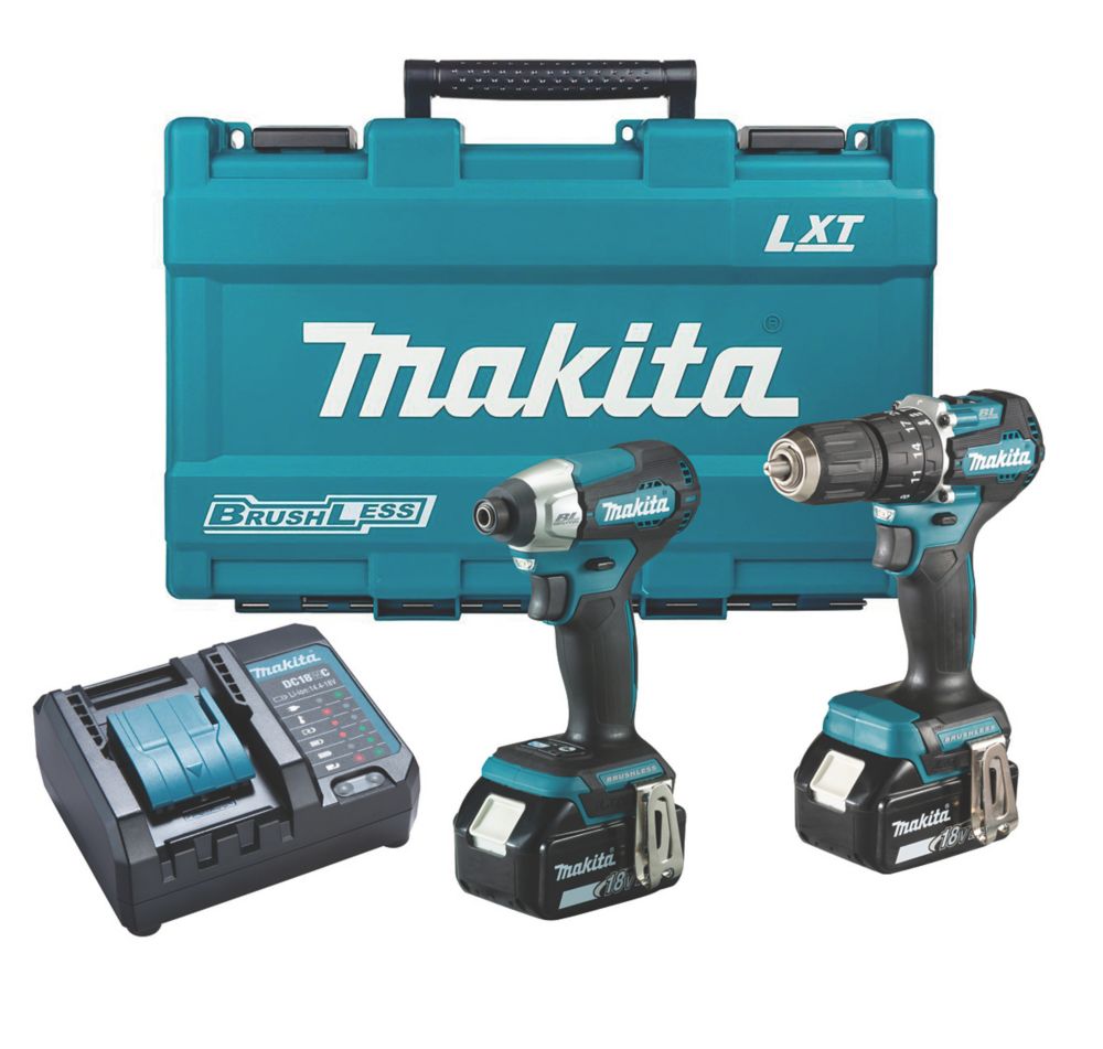 Image of Makita DLX2414F01 18V 2 x 3.0Ah Li-Ion LXT Brushless Cordless Twin Kit 
