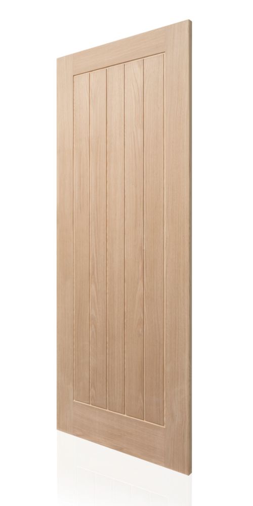 Image of Unfinished Oak Wooden Cottage Internal Door 1981mm x 305mm 