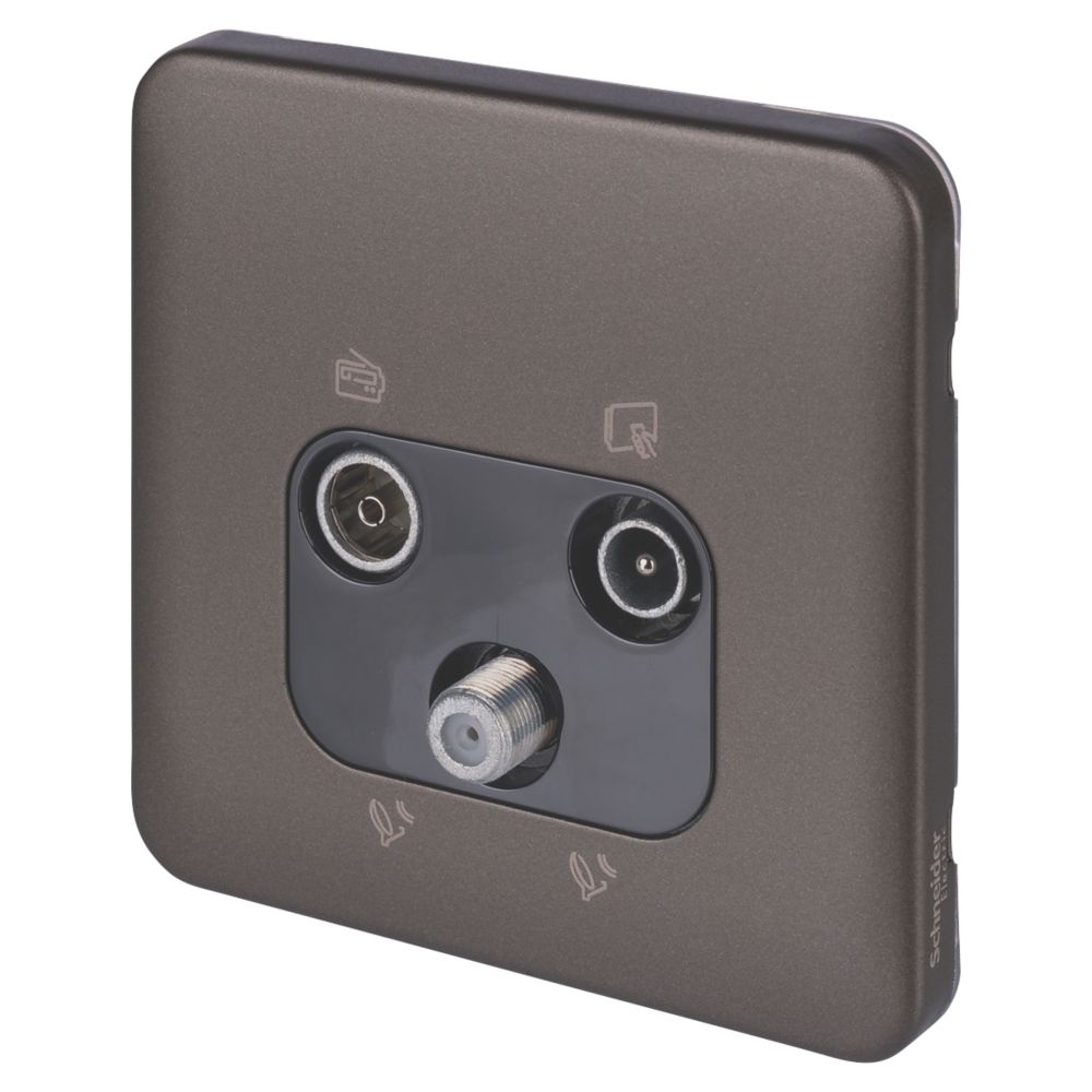 Image of Schneider Electric Lisse Deco 1-Gang Triplex Multimedia Socket Mocha Bronze with Black Inserts 